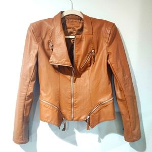 Blank NYC Brown Asymmetrical Zip Moto Jacket S